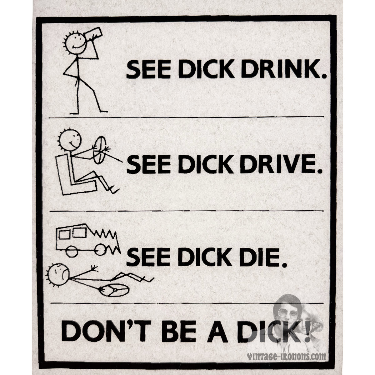 See Dick Drink... Vintage Iron On Heat Transfer