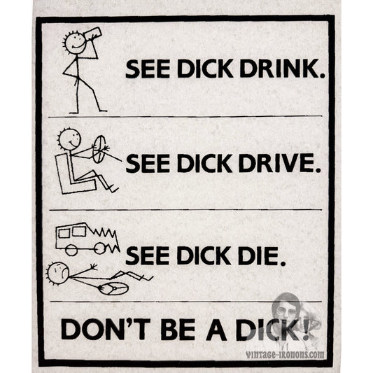See Dick Drink... Vintage Iron On Heat Transfer