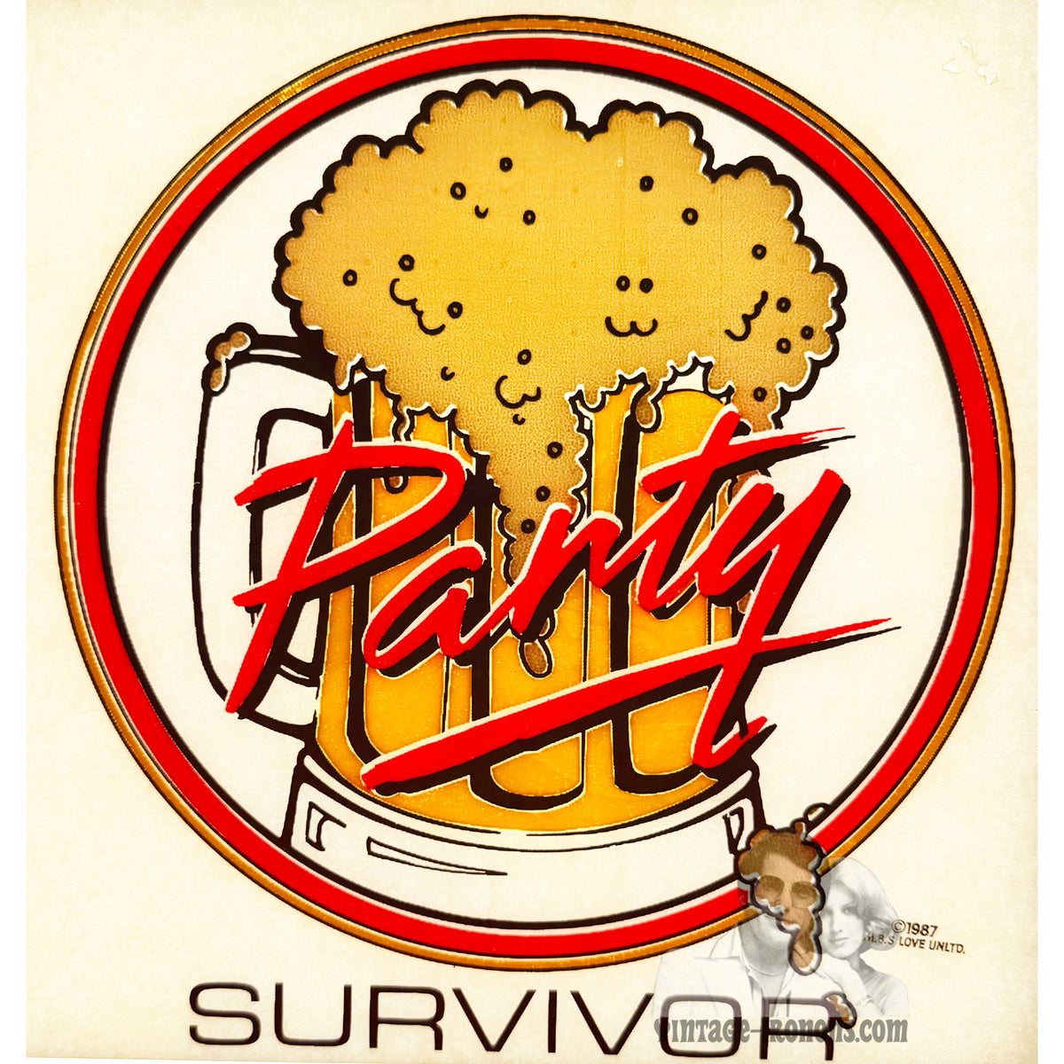 Party Survivor Vintage 1987 Iron On Heat Transfer