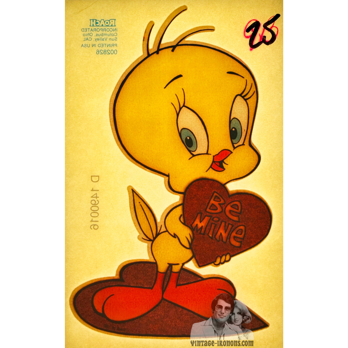 Tweety Bird Warner Bros. Valentine's Day Be Mine Vintage Iron On Heat Transfer