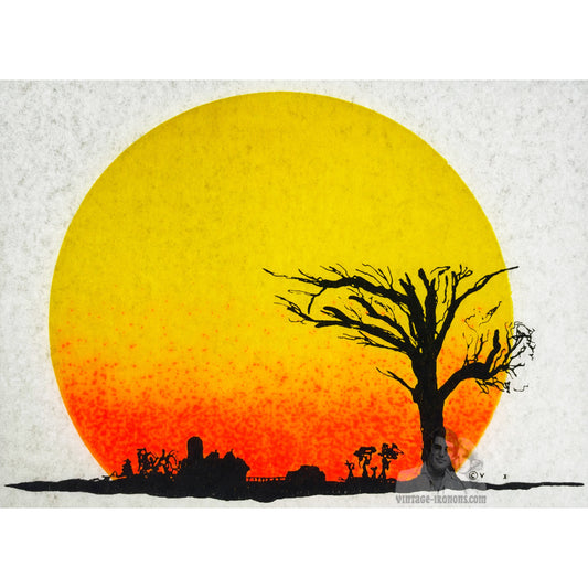 Landscape Sunset Vintage 1975 Vortex Iron On Heat Transfer