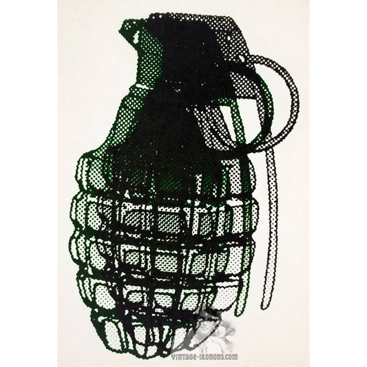 Grenade Halftone Double Image Vintage Iron On Heat Transfer