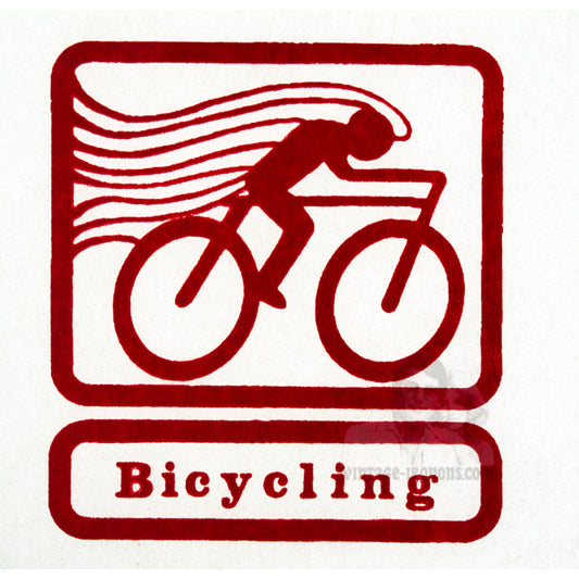 Bicycling in Red Vintage Iron On Heat Transfer