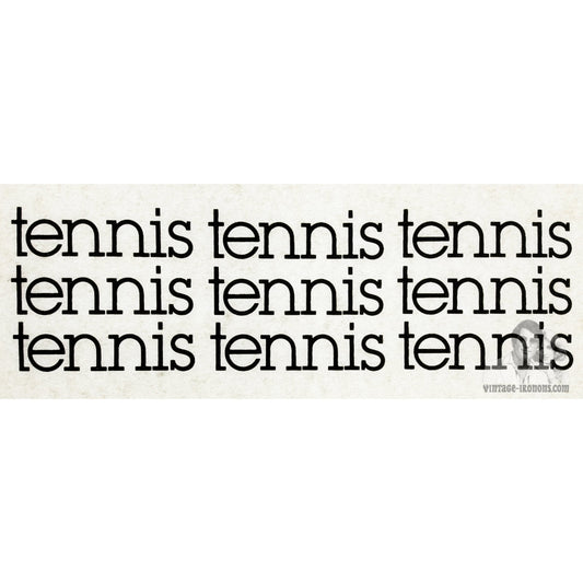 Tennis in Black  Vintage Iron On Heat Transfer