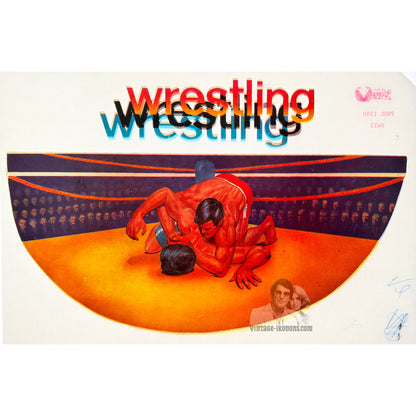 Wrestling Vintage Iron On Heat Transfer