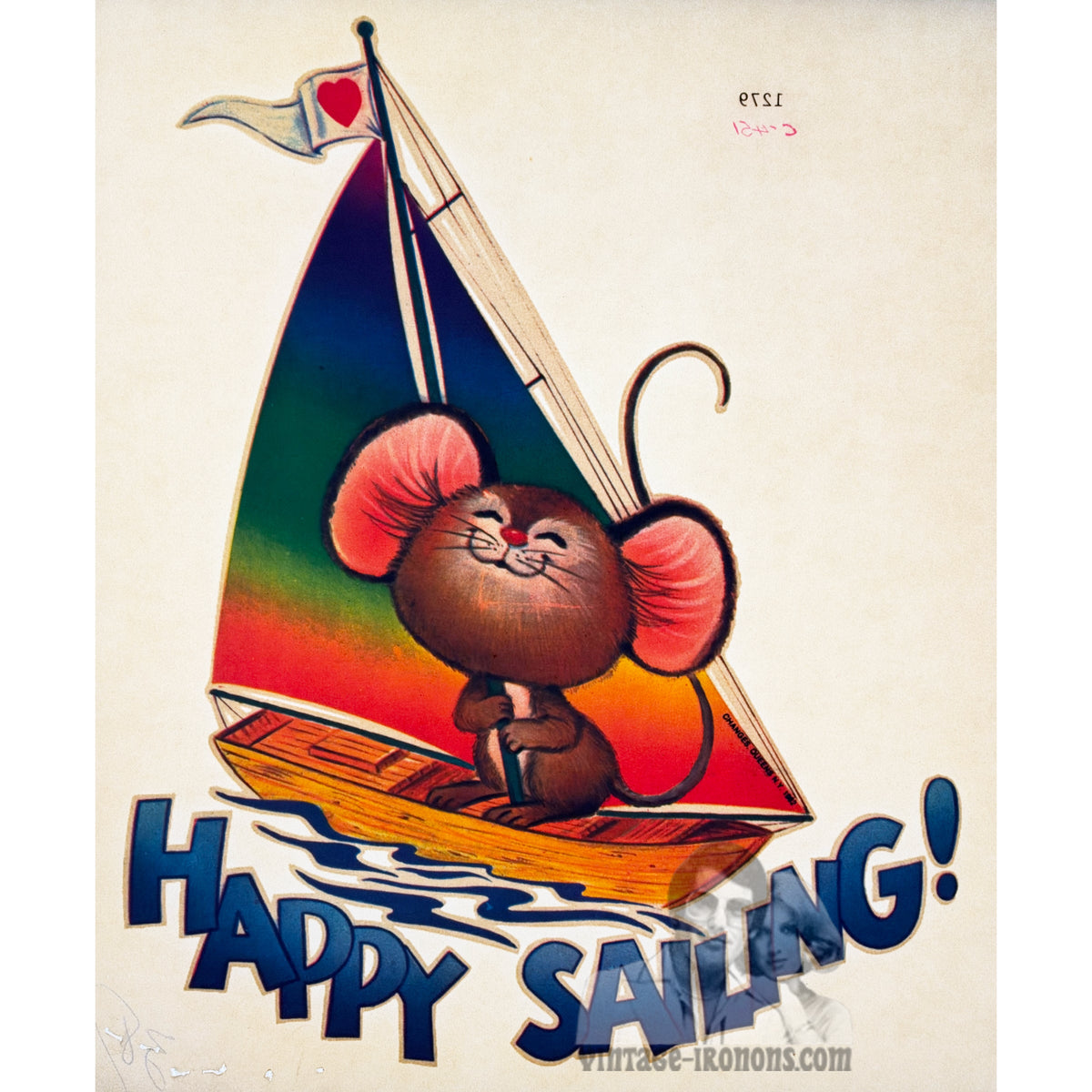 Happy Sailing! Vintage Iron On Heat Transfer