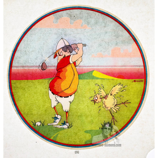 Golf and Bird Vintage Iron On Heat Transfer