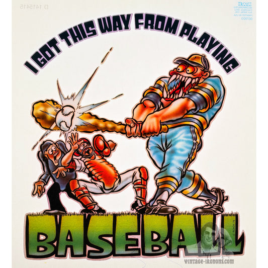 Playing Baseball Vintage Iron On Heat Transfer
