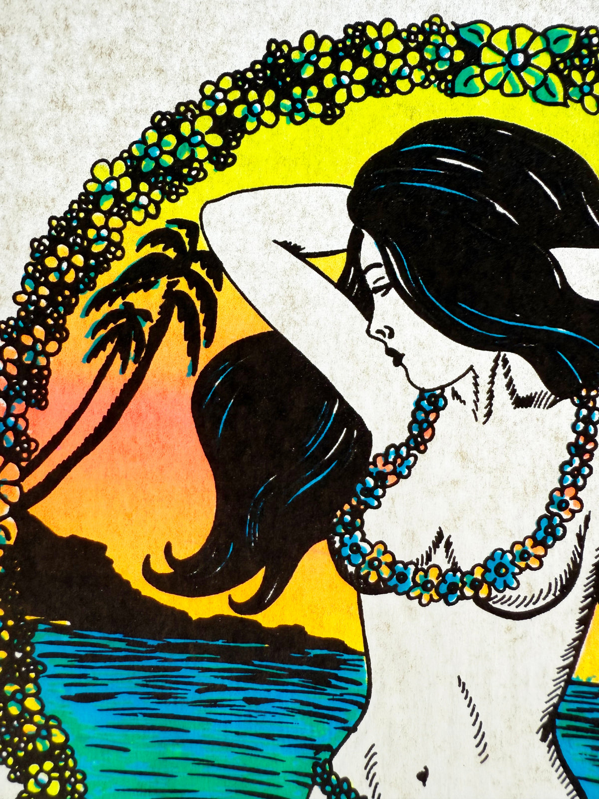 Hawaii Hula Girl Vintage Iron On Heat Transfer
