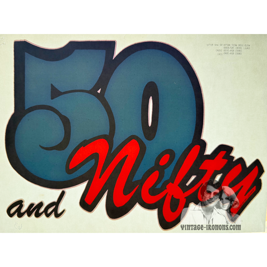 50 and Nifty (Birthday) Vintage Iron On Heat Transfer