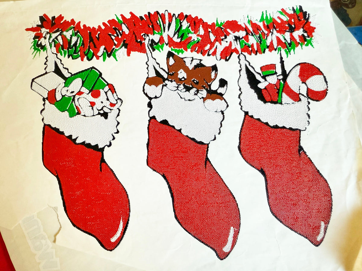 Christmas Stockings Vintage Iron On Heat Transfer