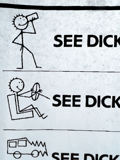See Dick Drink... Vintage Iron On Heat Transfer