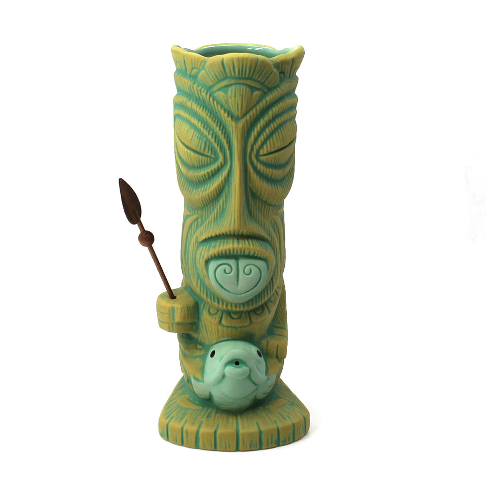Fish Gatherer Tiki Mug & Wooden Spear Set