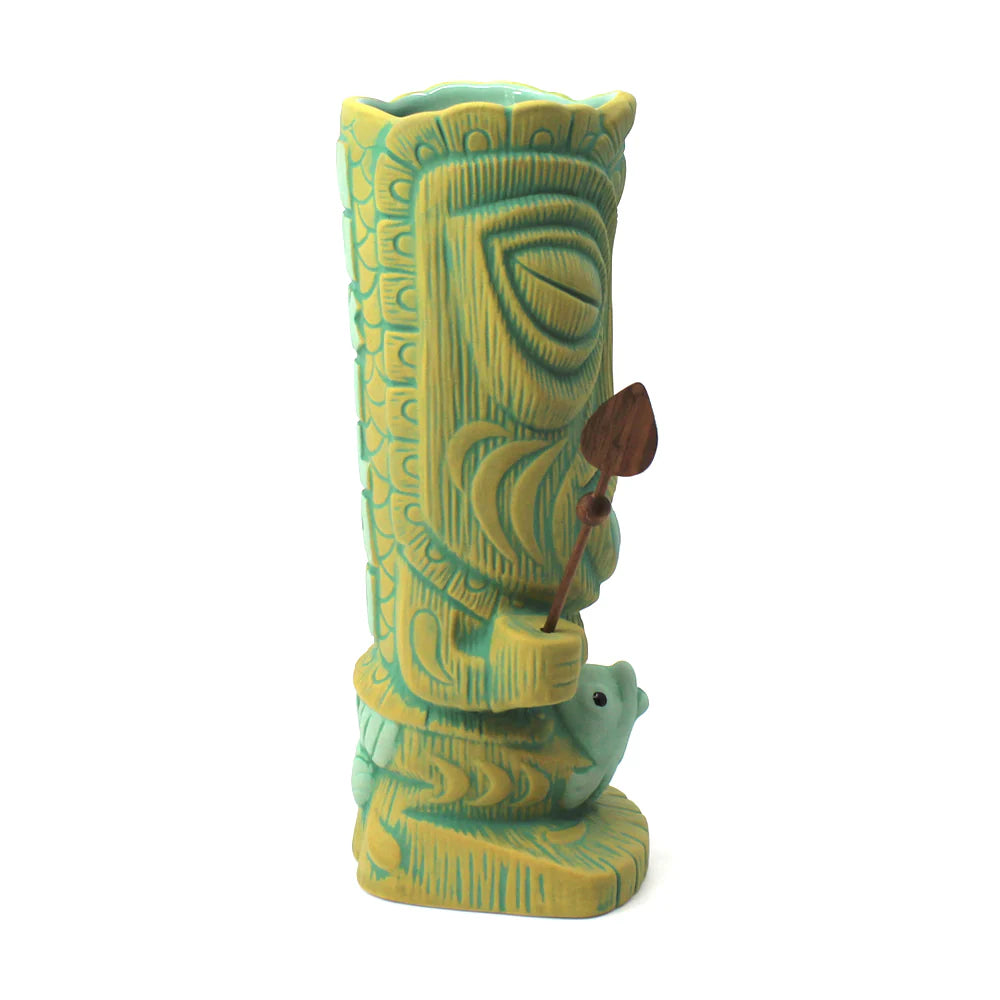 Fish Gatherer Tiki Mug & Wooden Spear Set