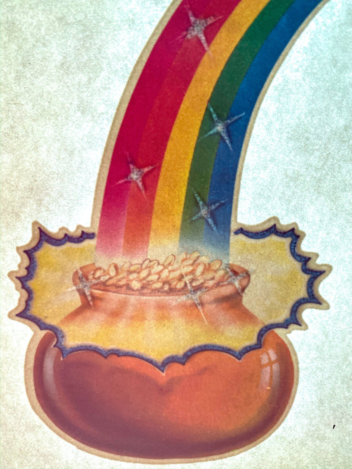 Rainbow Pot of Gold Vintage Iron On Heat Transfer