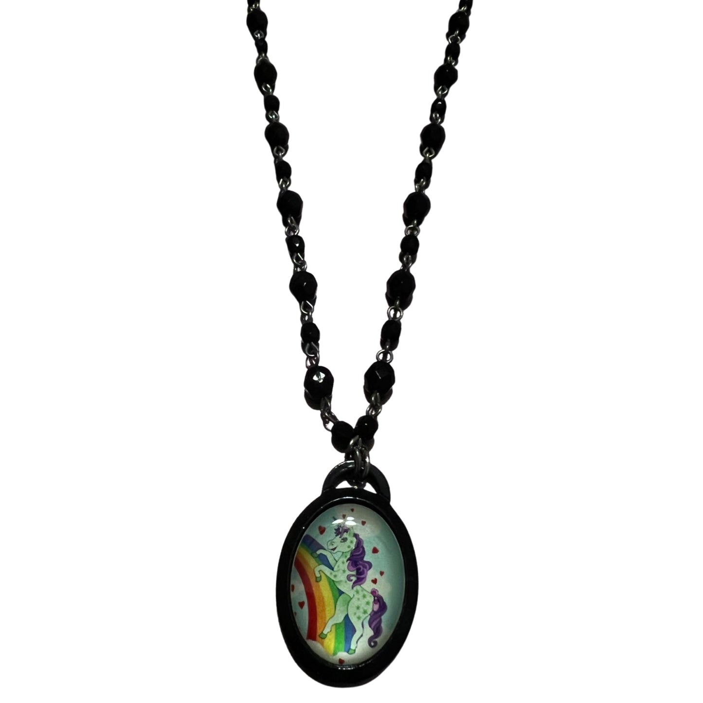 Unicorn Oval Pop Art Necklace