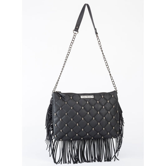 Quilted Skulls Fringe Handbag