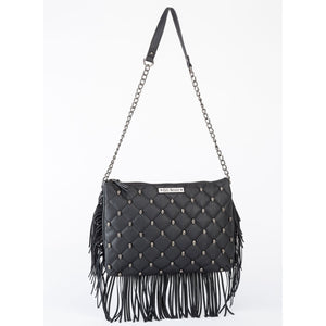 Quilted Skulls Fringe Handbag
