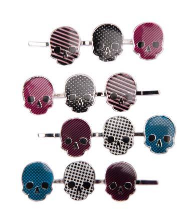 Skulls Dots/Stripe/Grid Hair Pin Set