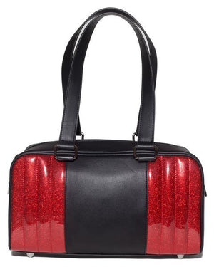 Small Carry All Tote Matte Black and Venom Red Sparkle