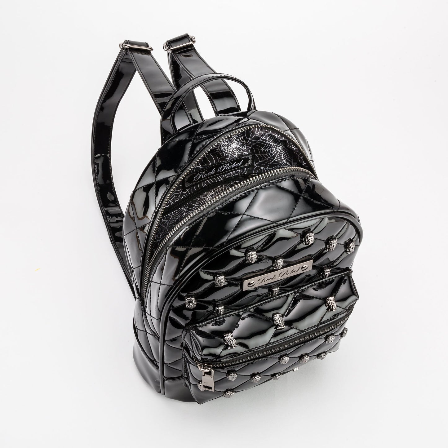 Monster Head Quilted & Studded Green Glitter Mini Backpack