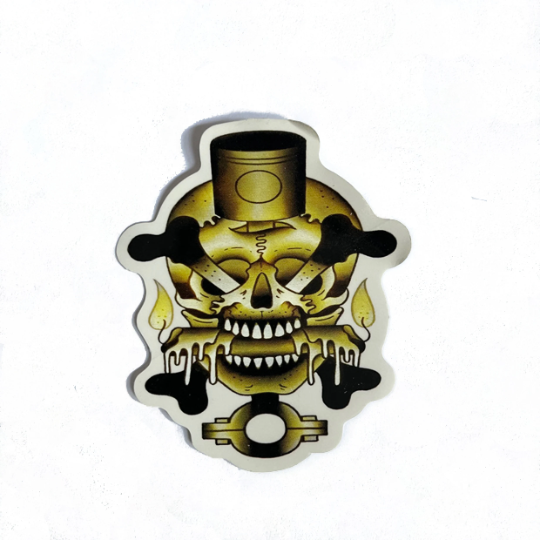 Piston with Skull and Crossbones Sticker