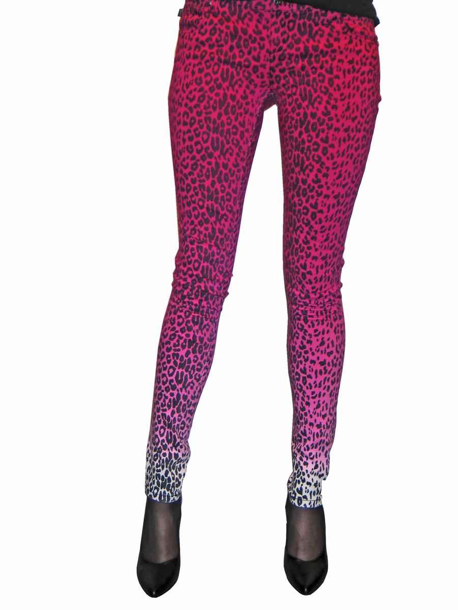 Women's Pink Ombre Leopard Print Stretch Jeans