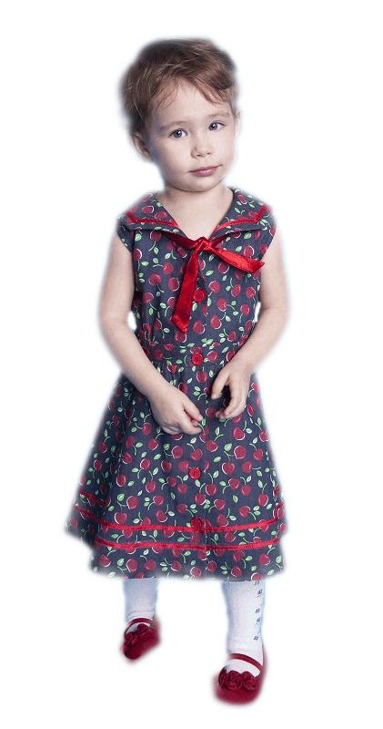 Cherry Denim Little Girl's Dress