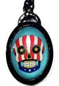 Easy Rider Skull Pop Art Oval Necklace